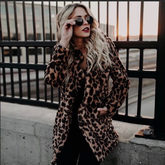 Jackets & Blazers - Leopard print fuzzy jacket NWOT